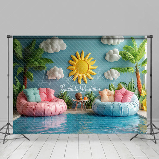 Lofaris Summer Pool Inflatable Sofa Sunny Photo Backdrop