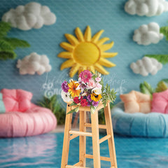 Lofaris Summer Pool Inflatable Sofa Sunny Photo Backdrop