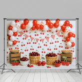 Lofaris Summer Red Cherry Balloons Fruit Cake Smash Backdrop