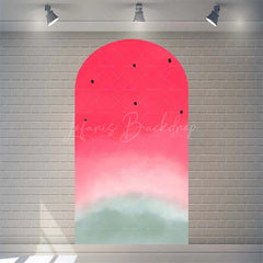 Lofaris Summer Red Green Watermelon Arch Backdrop Watercolor Fruit Pattern Perfect For Kids Party Decor