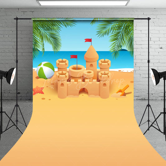 Lofaris Summer Sandy Beach Sandcastle Sweep Photo Backdrop