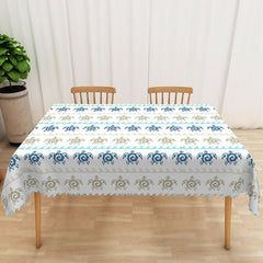 Lofaris Summer Sea Turtle Tablecloth with Repeating Totem Pattern for Coastal Beach House and Nautical Decor