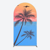 Lofaris Summer Seagull Sunset Coconut Tree Arch Backdrop