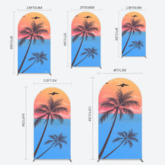 Lofaris Summer Seagull Sunset Coconut Tree Arch Backdrop