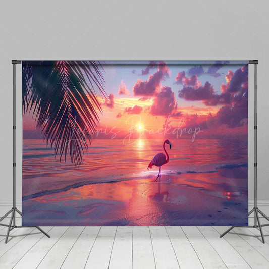 Lofaris Summer Seaside Flamingo Sunset Photography Backdrop