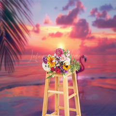 Lofaris Summer Seaside Flamingo Sunset Photography Backdrop