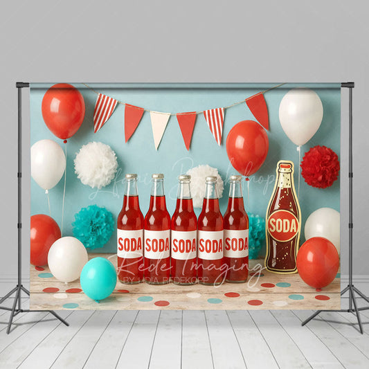 Lofaris Summer Soda Fresh Flag Birthday Cake Smash Backdrop