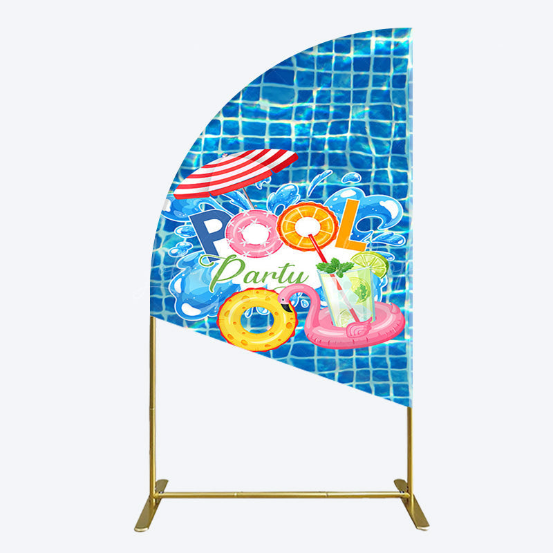 Lofaris Summer Splashing Swimming Pool Party Half Moon Arch Backdrop
