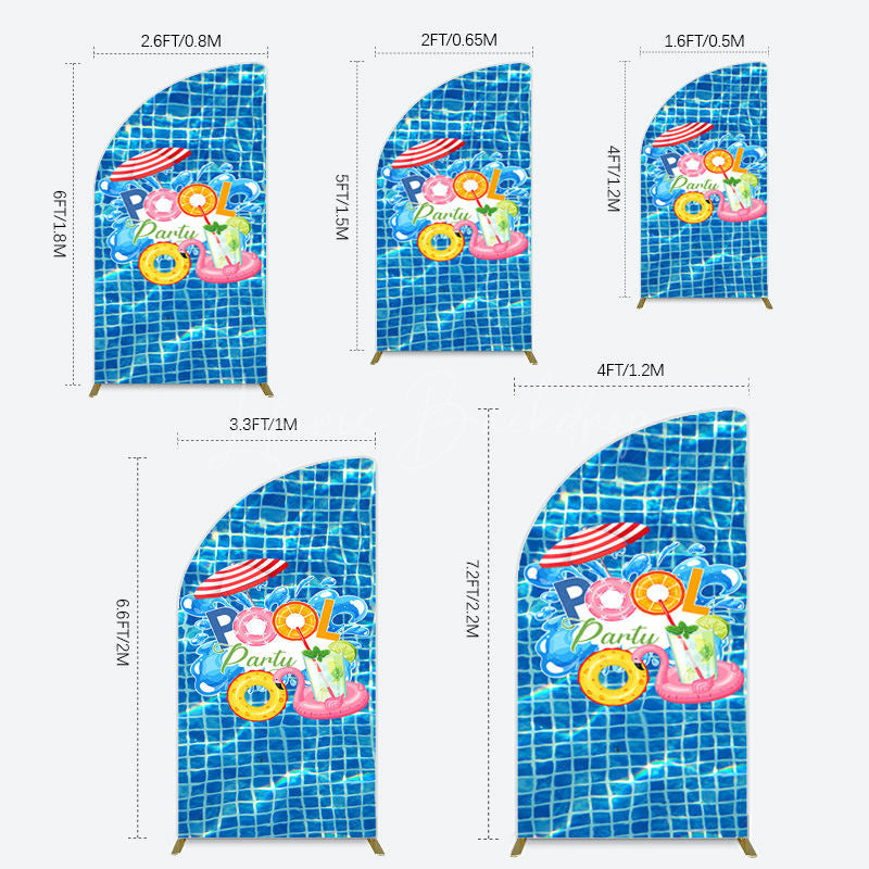 Lofaris Summer Splashing Swimming Pool Party Half Moon Arch Backdrop