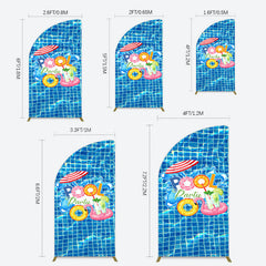 Lofaris Summer Splashing Swimming Pool Party Half Moon Arch Backdrop