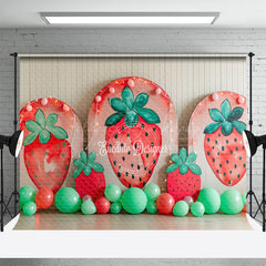 Lofaris Summer Strawberry Arch Balloons Cake Smash Backdrop