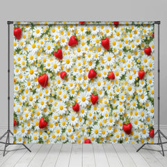 Lofaris Summer Strawberry Daisy Floral Room Set Backdrop