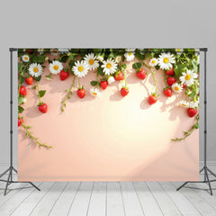 Lofaris Summer Strawberry Daisy Floral Room Set Backdrop
