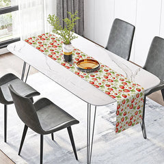 Lofaris Summer Strawberry Table Runner Red Fruit and Daisy Print for Farmhouse Kitchen Outdoor Party Decor