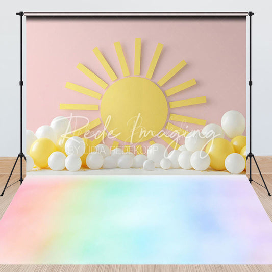 Lofaris Summer Sun Balloons Rainbow Floor Combo Set Backdrop