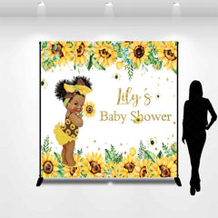 Lofaris Summer Sunflower Custom Name Baby Shower Backdrop