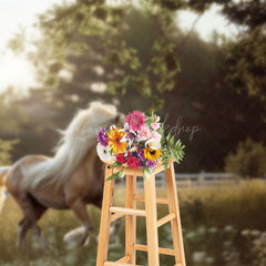 Lofaris Summer Sunlight Grassland Sunny Pony Photo Backdrop