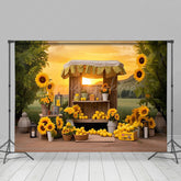 Lofaris Summer Sunset Sunflower Lemon Shelf Photo Backdrop