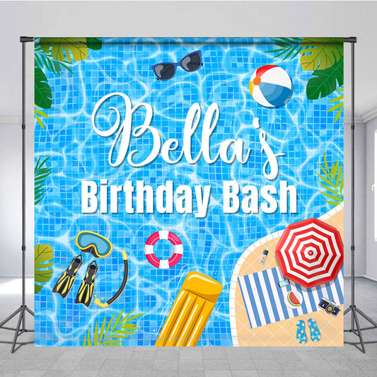 Lofaris Summer Swimming Pool Cool Custom Birthday Backdrop