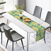 Lofaris Summer Tropical Table Runner with Lemon and Green Monstera Print for Kitchen Dining Party Decor