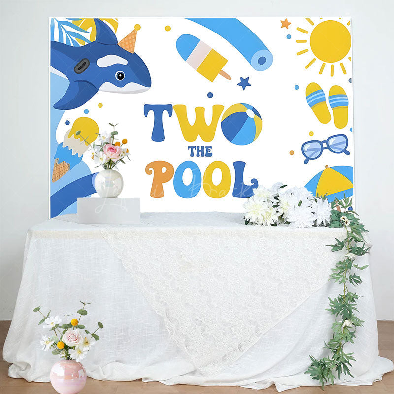 Lofaris Summer Two The Pool Beach Cartoon Birthday Backdrop