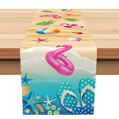 Lofaris Summer Vacation Table Runner with Beach Flip Flops for Coastal and Tropical Holiday Home Kitchen Decor