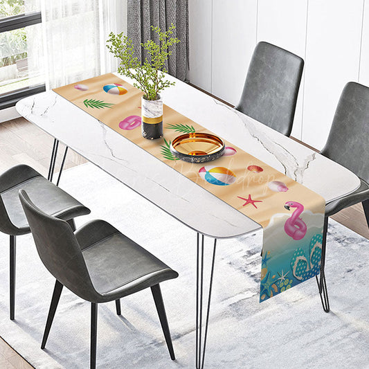 Lofaris Summer Vacation Table Runner with Beach Flip Flops for Coastal and Tropical Holiday Home Kitchen Decor