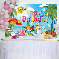 Lofaris Summer Vibe Coconut Beach Happy Birthday Backdrop