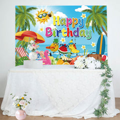 Lofaris Summer Vibe Coconut Beach Happy Birthday Backdrop