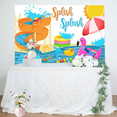 Lofaris Summer Water Park Splish Splash Birthday Backdrop