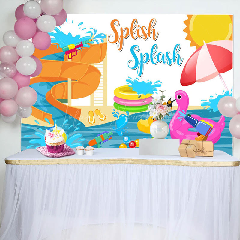 Lofaris Summer Water Park Splish Splash Birthday Backdrop