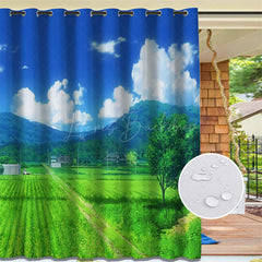 Lofaris Summer Wheat Field Waterproof Printed Outdoor Curtains For Gazebo