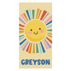 Lofaris Summer Yellow Cartoon Sun Custom Name Beach Towel