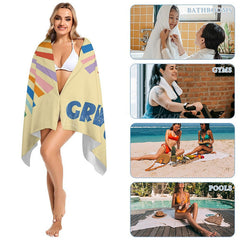 Lofaris Summer Yellow Cartoon Sun Custom Name Beach Towel