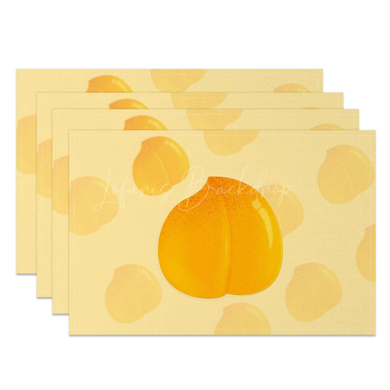 Lofaris Summer Yellow Peach Fruit Dining Set of 4 Placemats