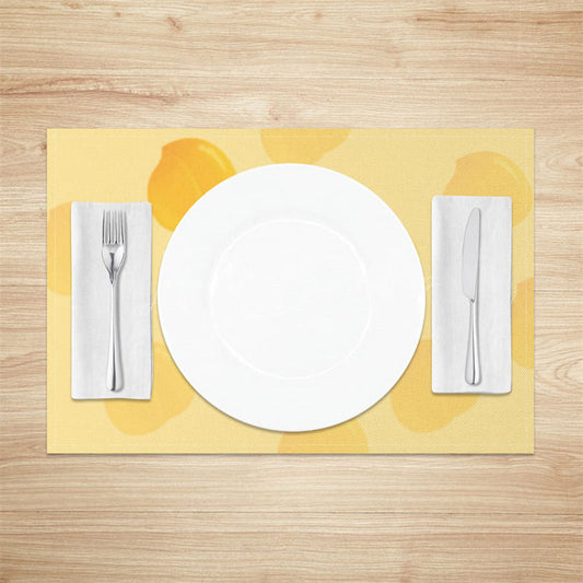 Lofaris Summer Yellow Peach Fruit Dining Set of 4 Placemats