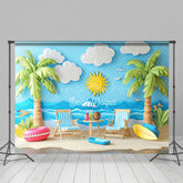 Lofaris Summertime Beach Scene Palm Tree Sun Vibe Backdrop