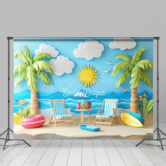 Lofaris Summertime Beach Scene Palm Tree Sun Vibe Backdrop