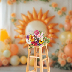 Lofaris Sun Balloon Floral Arch Curtain Cake Smash Backdrops