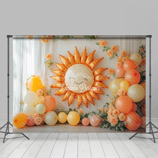 Lofaris Sun Balloon Floral Arch Curtain Cake Smash Backdrops