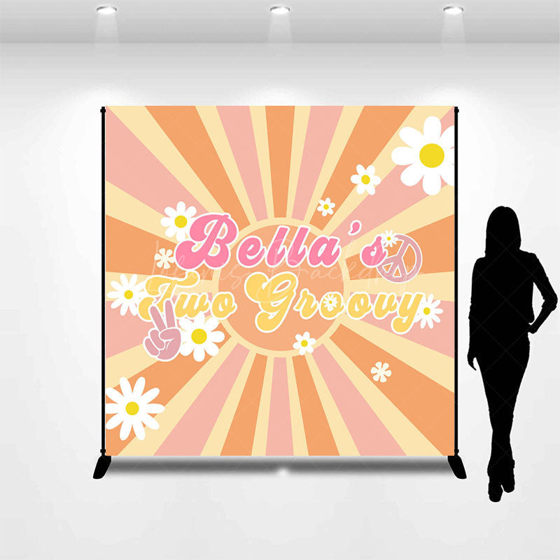 Lofaris Sun Daisy Two Groovy Custom Name Birthday Backdrop