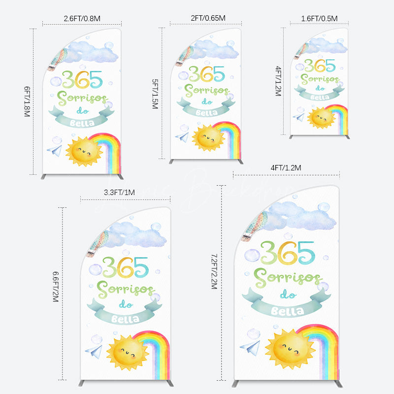 Lofaris Sun Rainbow 365 Sorrisos Do 1st Birthday Half Moon Arch Backdrop