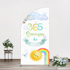 Lofaris Sun Rainbow 365 Sorrisos Do 1st Birthday Half Moon Arch Backdrop