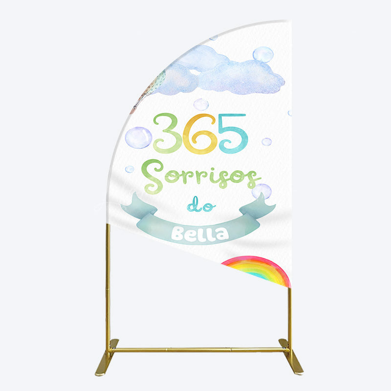 Lofaris Sun Rainbow 365 Sorrisos Do 1st Birthday Half Moon Arch Backdrop