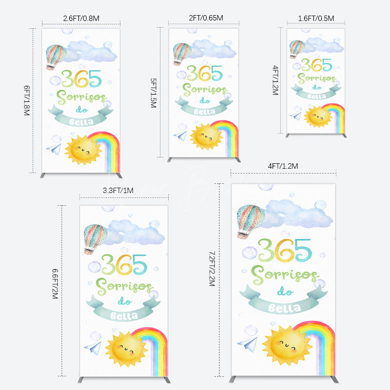 Lofaris Sun Rainbow 365 Sorrisos Do 1st Birthday Rectangle Backdrop
