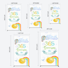 Lofaris Sun Rainbow 365 Sorrisos Do 1st Birthday Rectangle Backdrop