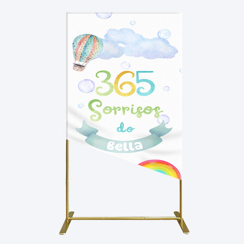 Lofaris Sun Rainbow 365 Sorrisos Do 1st Birthday Rectangle Backdrop