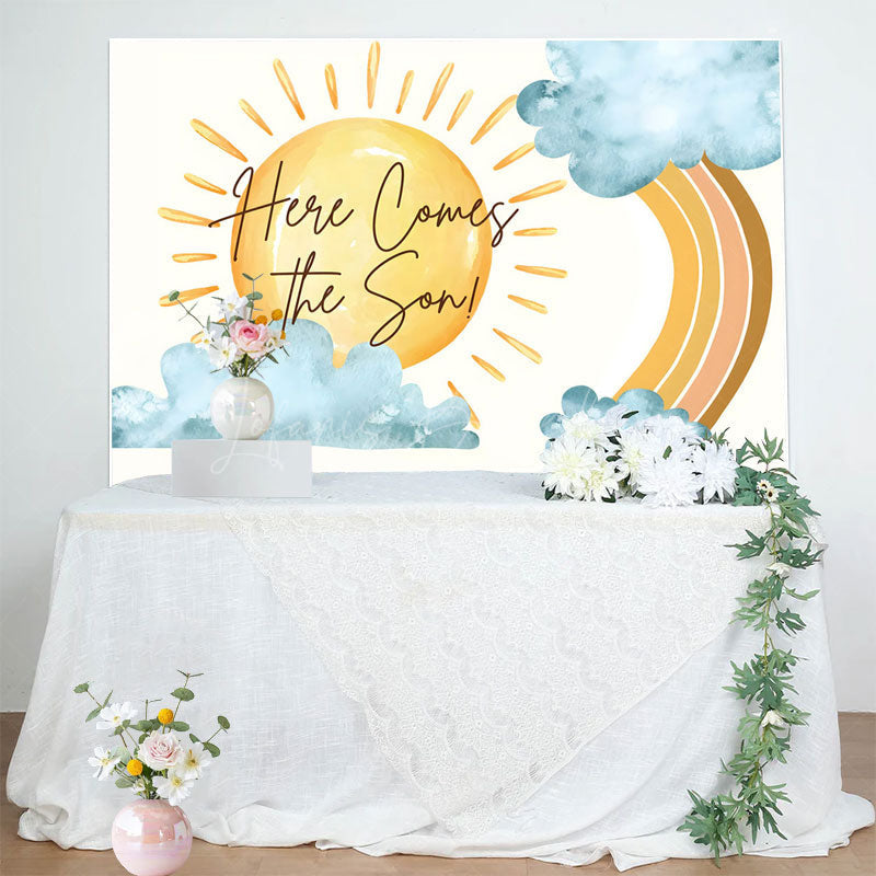 Lofaris Sun Rainbow Here Comes The Son Baby Shower Backdrop