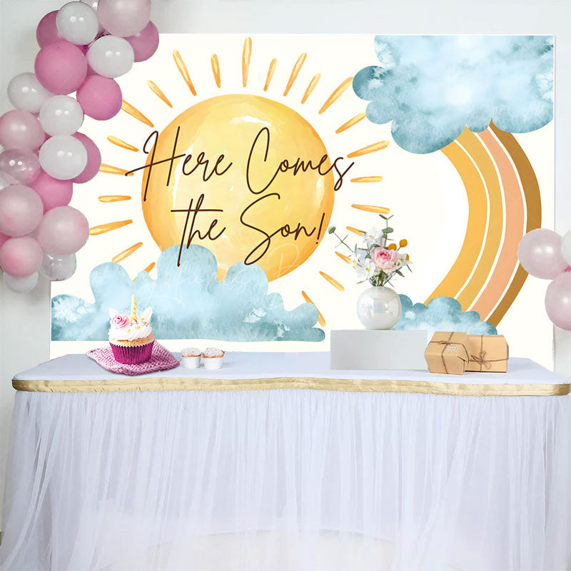 Lofaris Sun Rainbow Here Comes The Son Baby Shower Backdrop