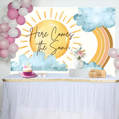 Lofaris Sun Rainbow Here Comes The Son Baby Shower Backdrop